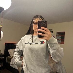 Champion Women's Light Gray Crew Neck Sweater